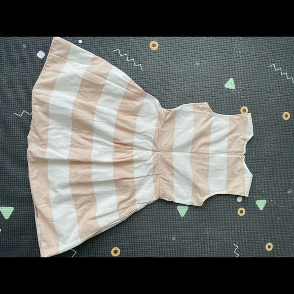 Gap Nude peachy Pink & white striped fit & flare summer dress size 0 - Picture 6 of 15